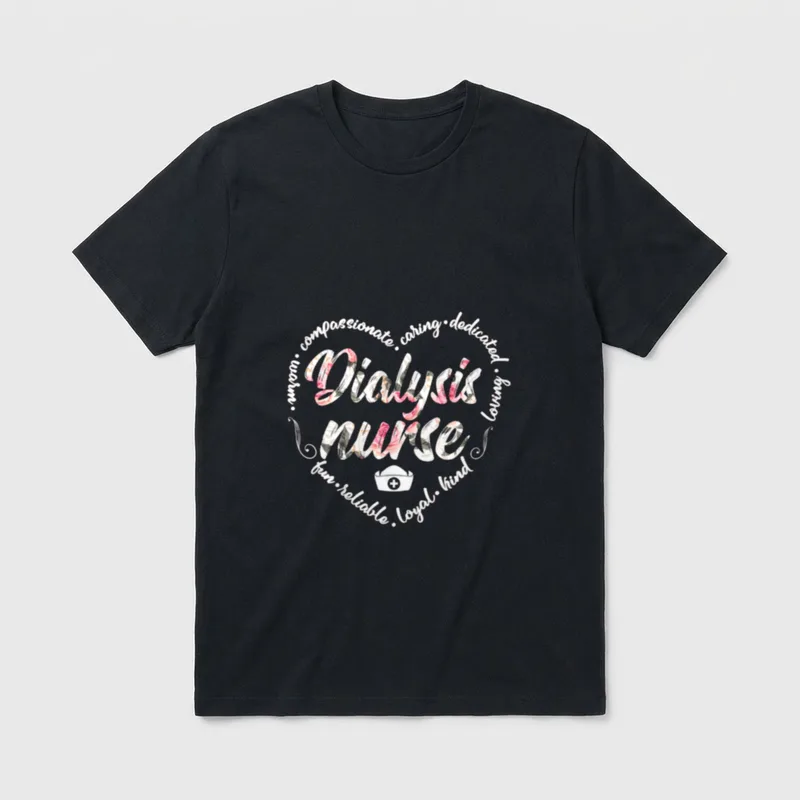 Dialysis Nurse Costume Floral Nurses's Cap T-Shirt – Classic T-Shirt in Black
