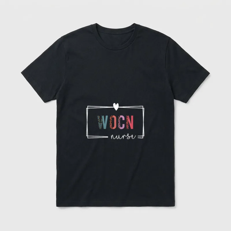 WOCN Nurse Wound Ostomy Continence Day T-Shirt – WOCN nurse printed lettering with heart – Classic T-Shirt in Black