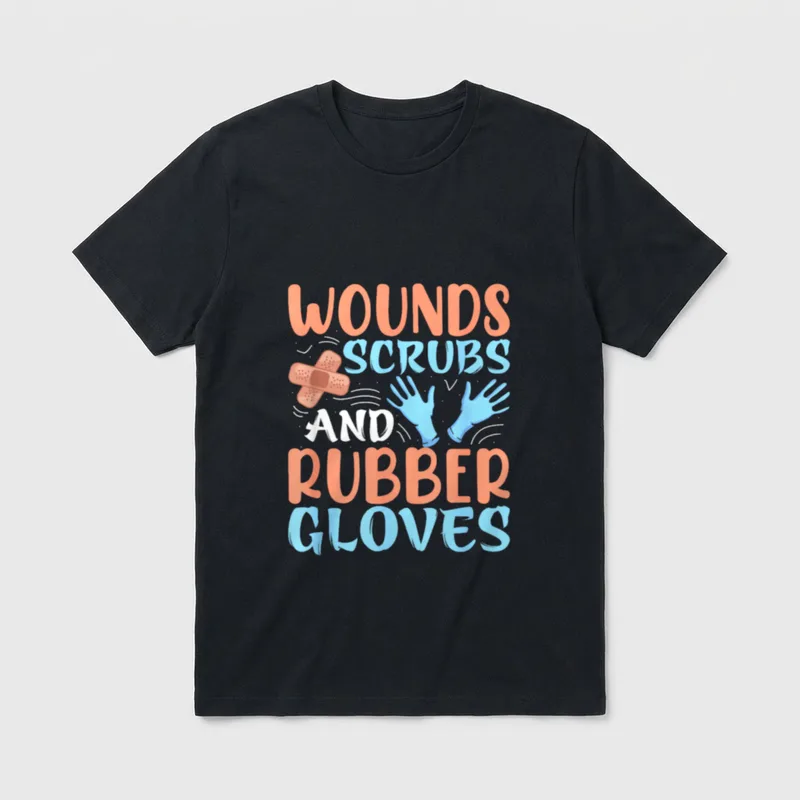 Wounds Scrubs Rubber Gloves Funny Nurse T-Shirt – Classic T-Shirt in Black