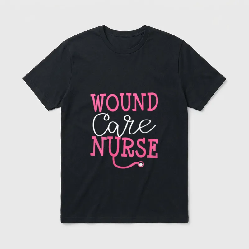 Wound Care Nurse Cute Nursing New T-Shirt – WOUND Care NURSE typography with stethoscope icon – Classic T-Shirt in Black