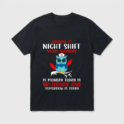 Night Shift Nurse Owls Funny Nursing T-Shirt – Classic T-Shirt in Black
