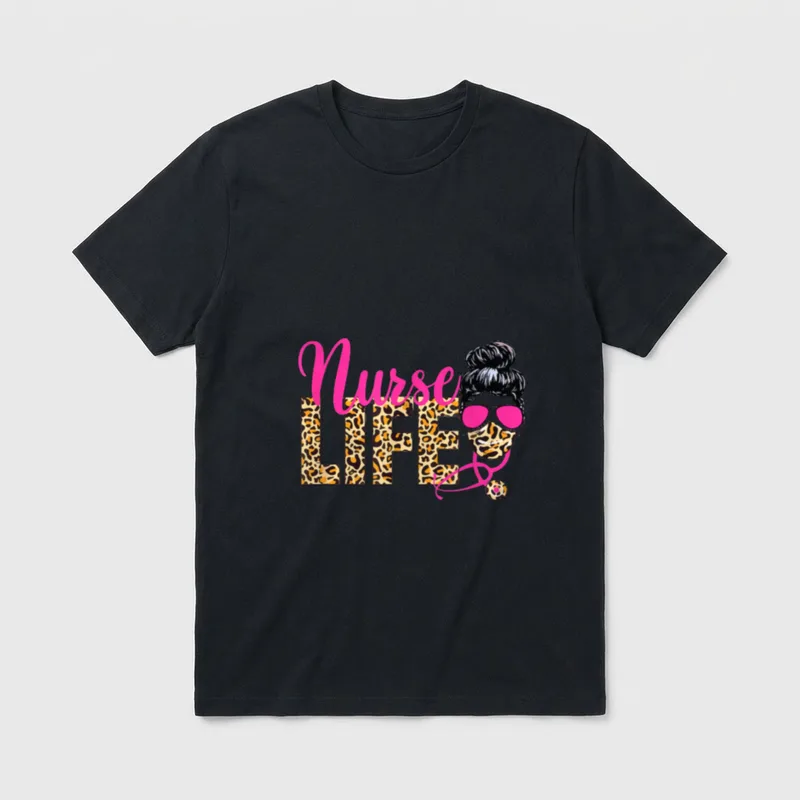 Nurse Life Leopard Lover Nursing Nurselife T-Shirt – Classic T-Shirt in Black