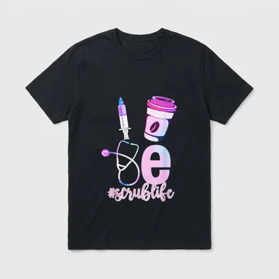 Love Scrub Life Stethoscope Nursing Nurses T-Shirt – Classic T-Shirt in Black