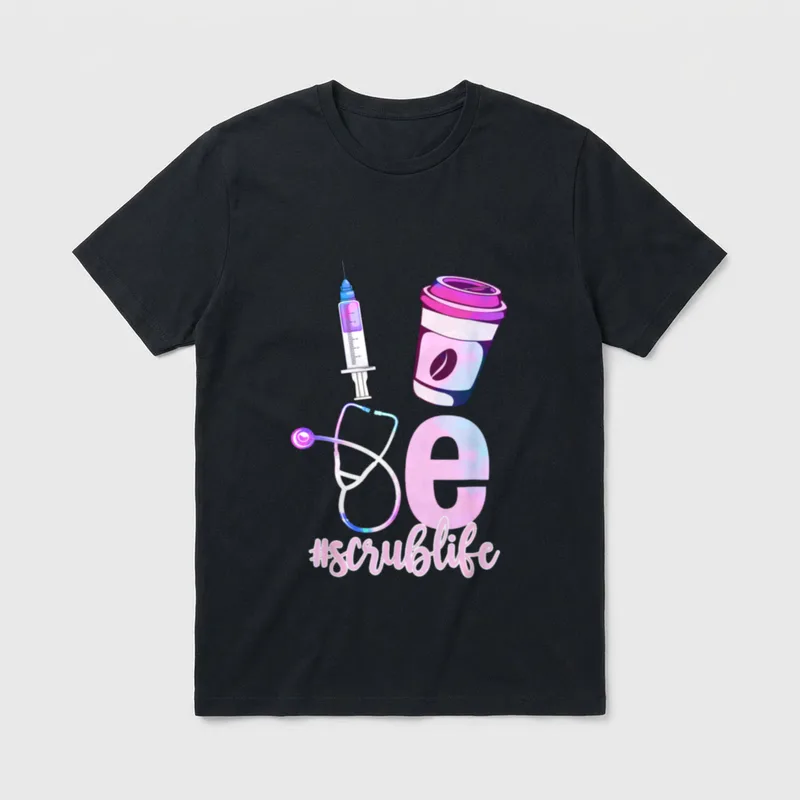 Love Scrub Life Stethoscope Nursing Nurses T-Shirt – Classic T-Shirt in Black
