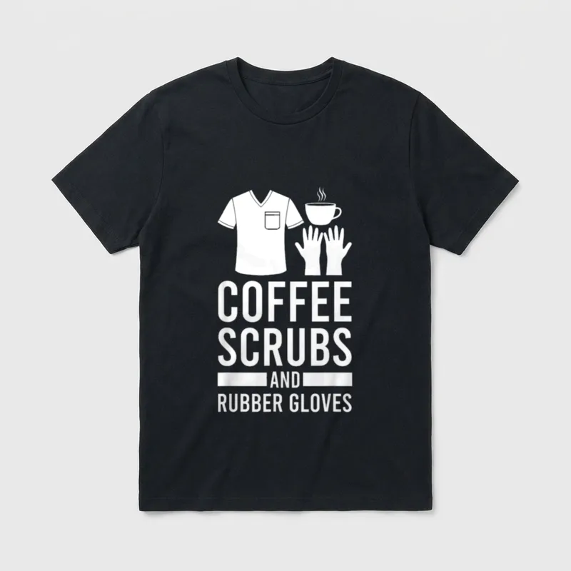 Coffee Scrubs and Rubber Gloves Nursing T-Shirt – Classic T-Shirt in Black