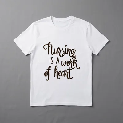Nursing Is a Work of Support T-Shirt – Nursing IS A work of heart lettering with a small heart – Classic T-Shirt in Black