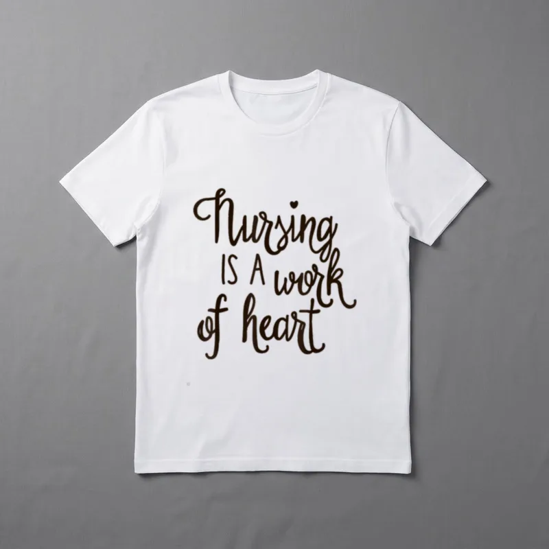 Nursing Is a Work of Support T-Shirt – Nursing IS A work of heart lettering with a small heart – Classic T-Shirt in Black