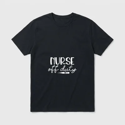 Nurse Off Duty Retired Funny RN T-Shirt – Nurse off duty text above a digital thermometer – Classic T-Shirt in Black