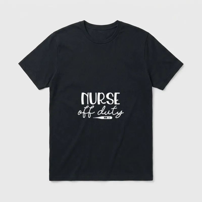 Nurse Off Duty Retired Funny RN T-Shirt – Nurse off duty text above a digital thermometer – Classic T-Shirt in Black