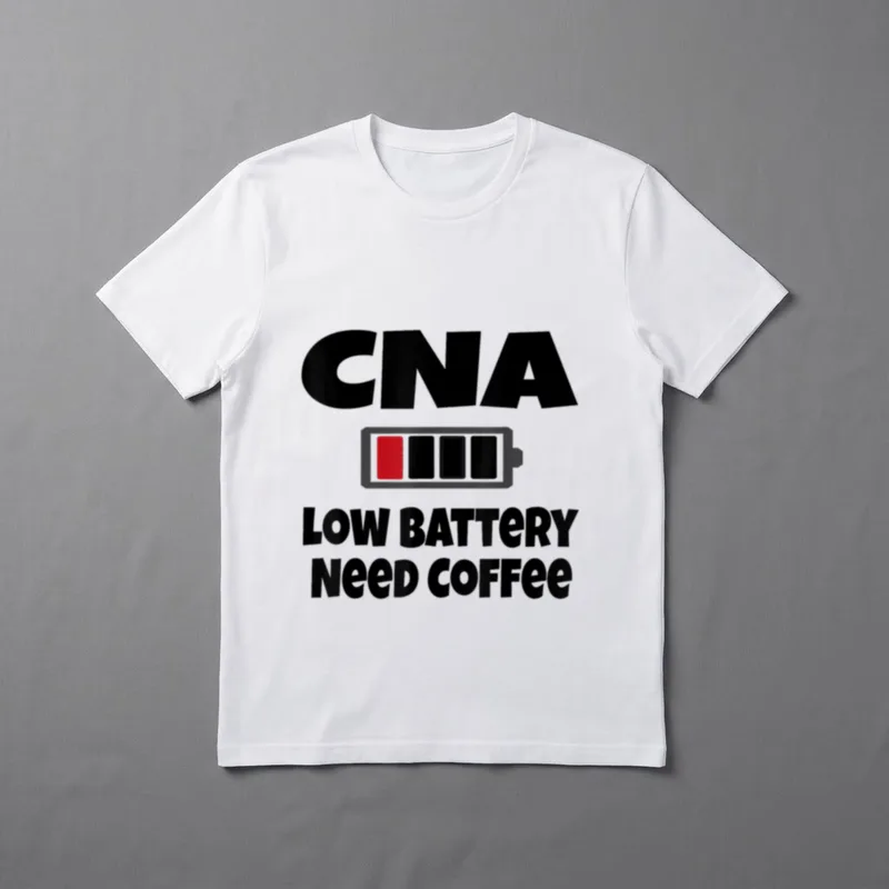 CNA Nurse Low Battery Need Coffee T-Shirt – Classic T-Shirt in Black