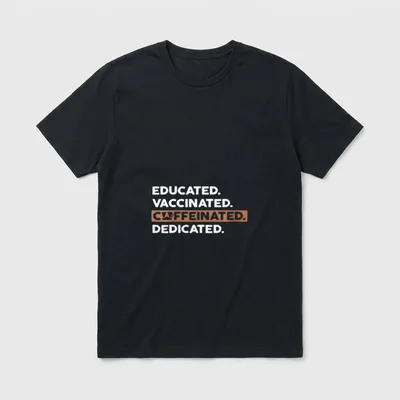 Cute Nurse Educated Vaccinated Caffeinated Dedicated T-Shirt – Classic T-Shirt in Black