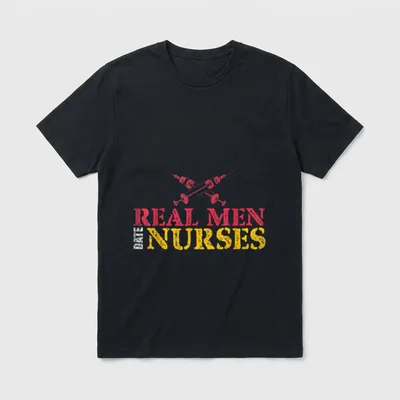 Nursing Student Dating Valentines Day Nurses T-Shirt – REAL MEN DATE NURSES with crossed syringes – Classic T-Shirt in Black