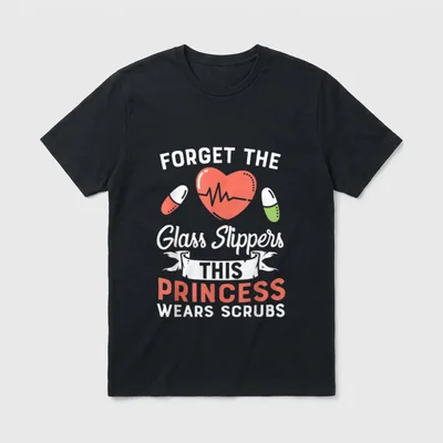 This Princess Wears Scrubs Nursing Life T-Shirt – Classic T-Shirt in Black