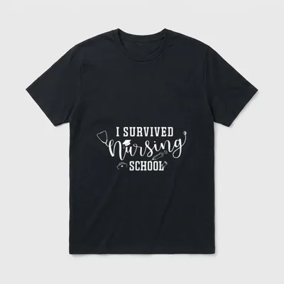 I Survived Nursing School Nurse Graduation T-Shirt – Classic T-Shirt in Black