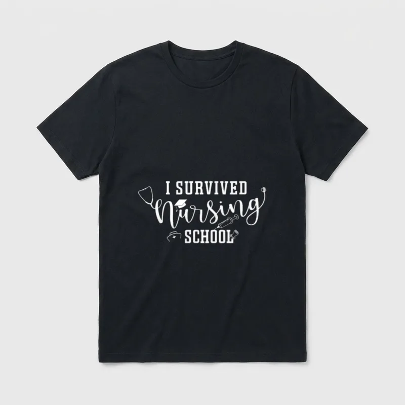 I Survived Nursing School Nurse Graduation T-Shirt – Classic T-Shirt in Black