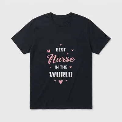 Best Nurse in the World Nurses T-Shirt – BEST Nurse IN THE WORLD lettering with pink hearts – Classic T-Shirt in Black