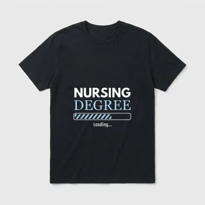 Nursing Student Degree Loading Nurse T-Shirt – “NURSING DEGREE” with loading bar and “Loading...” – Classic T-Shirt in Black