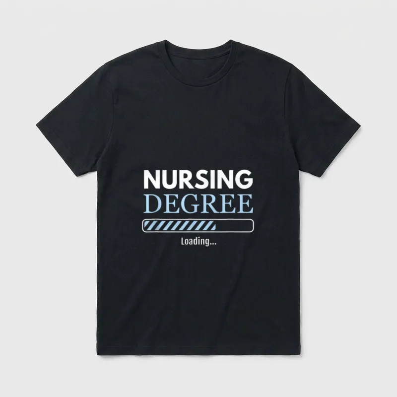 Nursing Student Degree Loading Nurse T-Shirt – “NURSING DEGREE” with loading bar and “Loading...” – Classic T-Shirt in Black