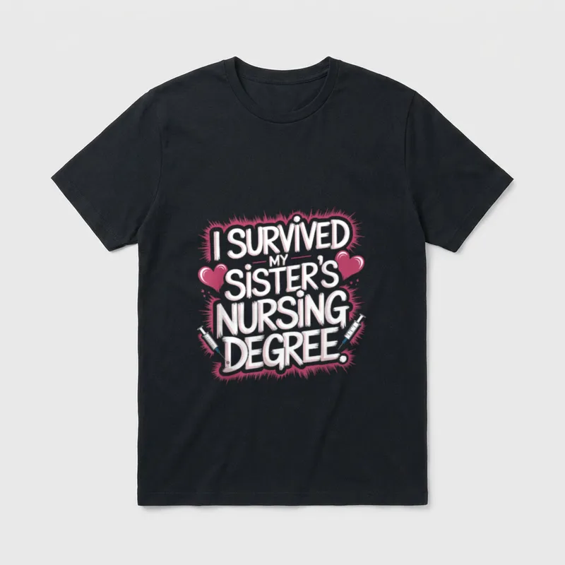 I Survived My Sister'S Nursing Degree T-Shirt – Classic T-Shirt in Black