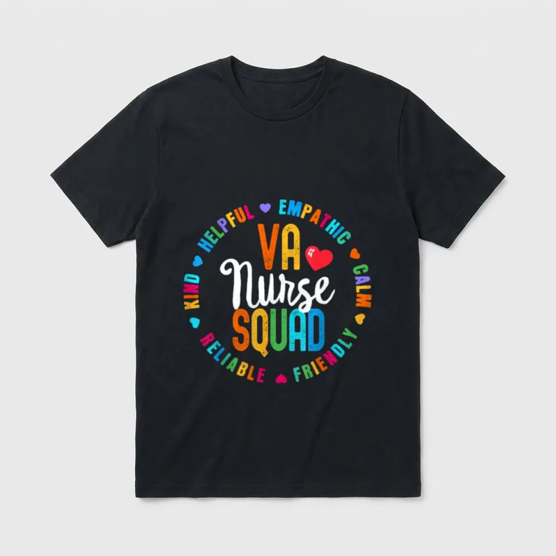 VA Nurse Squad Team Registered Nursing T-Shirt – Classic T-Shirt in Black