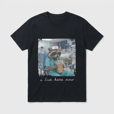 Nursing Raccoon Night Shift Nurse T-Shirt – Classic T-Shirt in Black