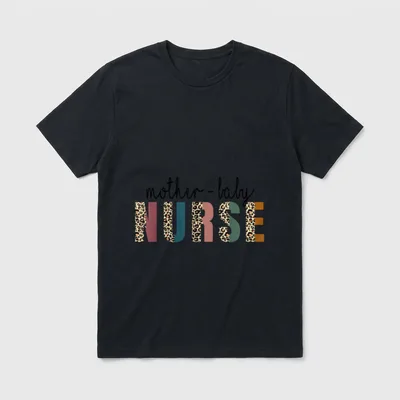 Leopard Mother Baby Nurse T-Shirt – Classic T-Shirt in Black