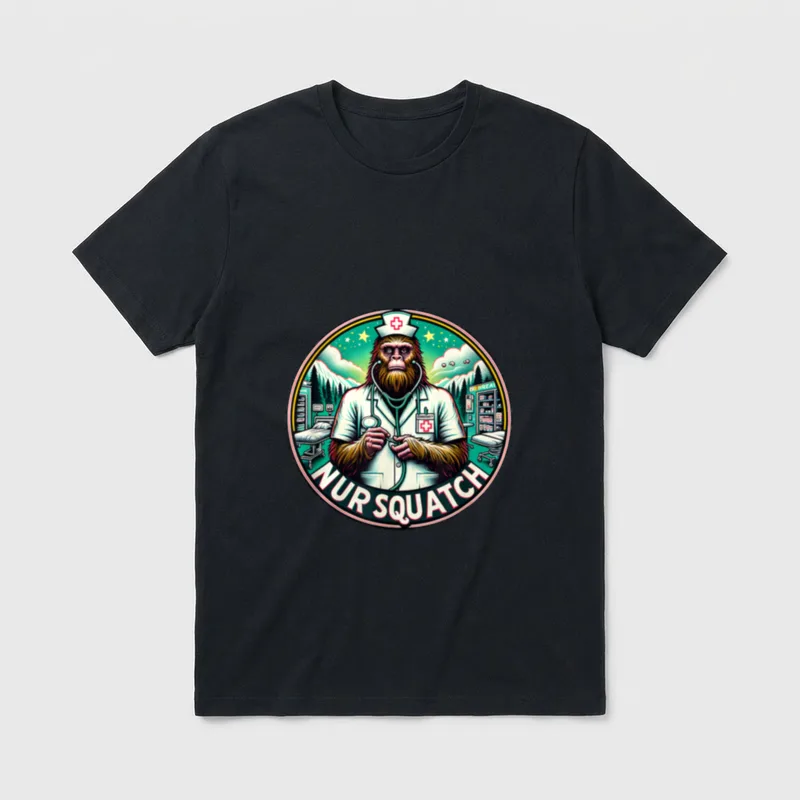 Nursquatch Nurse Bigfoot Sasquatch Yeti Squatch T-Shirt – Classic T-Shirt in Black