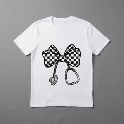 Black Plaid Coquette Bow Stethoscope Nurse T-Shirt – Classic T-Shirt in Black