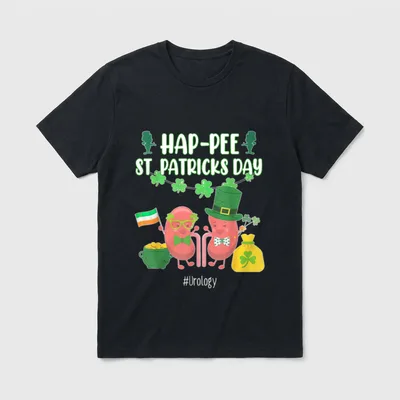 Hap-pee Urology Nurse St Patrick's Day T-Shirt – “HAP-PEE ST. PATRICKS DAY #Urology” – Classic T-Shirt in Black