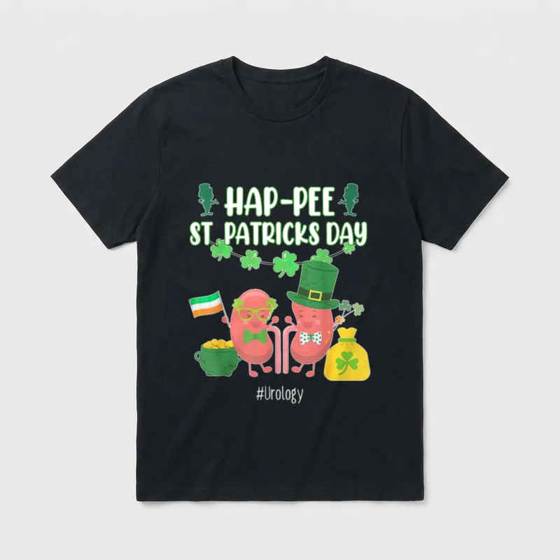 Hap-pee Urology Nurse St Patrick's Day T-Shirt – “HAP-PEE ST. PATRICKS DAY #Urology” – Classic T-Shirt in Black