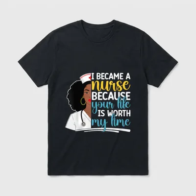 Black Nurse Nursing Scrub African History T-Shirt – Classic T-Shirt in Black
