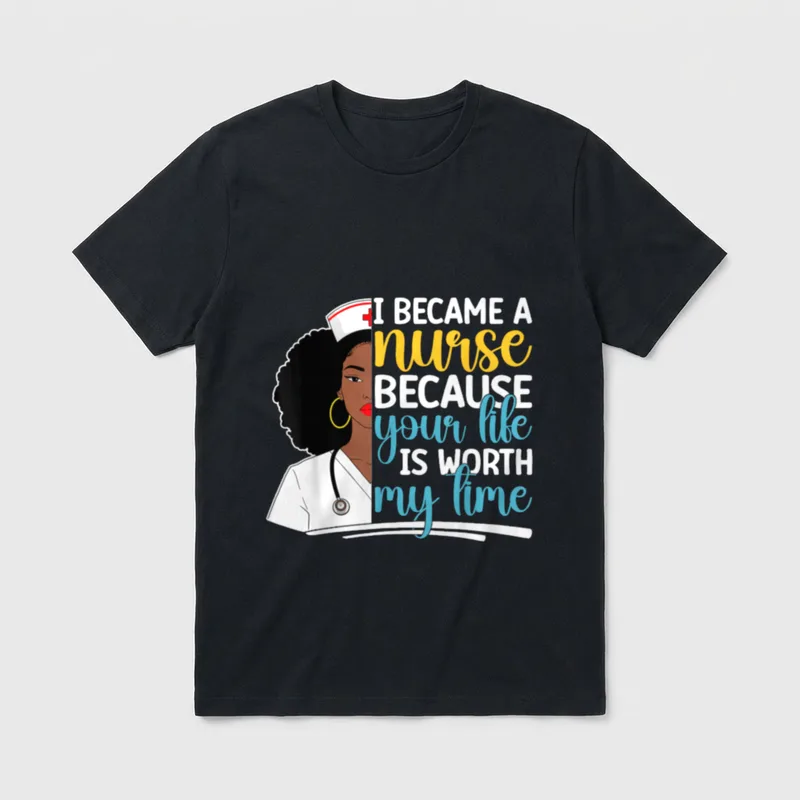 Black Nurse Nursing Scrub African History T-Shirt – Classic T-Shirt in Black