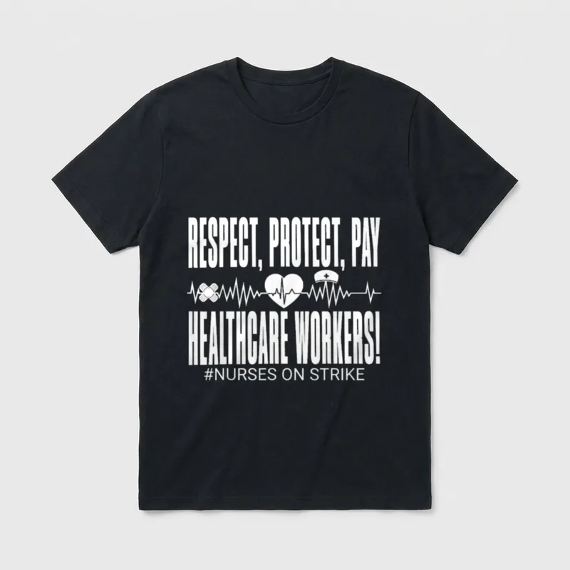 Respect Protect Pay Healthcare Workers Nurses T-Shirt – Classic T-Shirt in Black