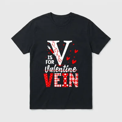 Valentine Nurse Doctor Phlebotomist Nursing Student T-Shirt – Classic T-Shirt in Black
