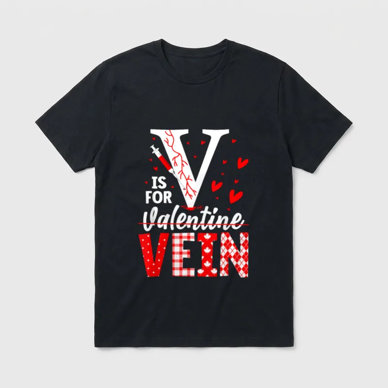 Valentine Nurse Doctor Phlebotomist Nursing Student T-Shirt – Classic T-Shirt in Black