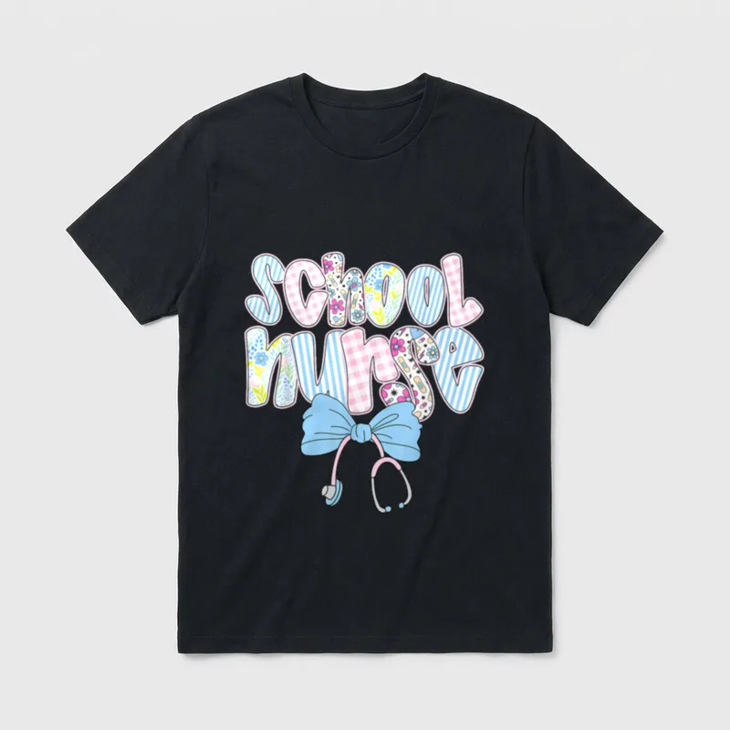 School Nurse Floral Nursing Day Life T-Shirt – Classic T-Shirt in Black