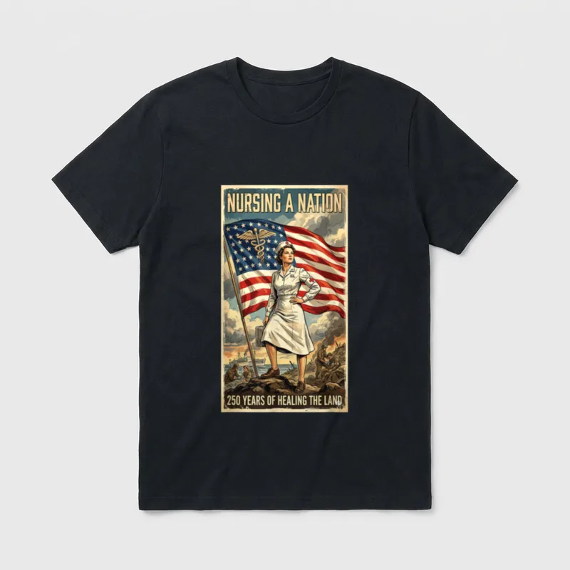 Nursing a Nation 250 Years 1776-2026 T-Shirt – Classic T-Shirt in Black