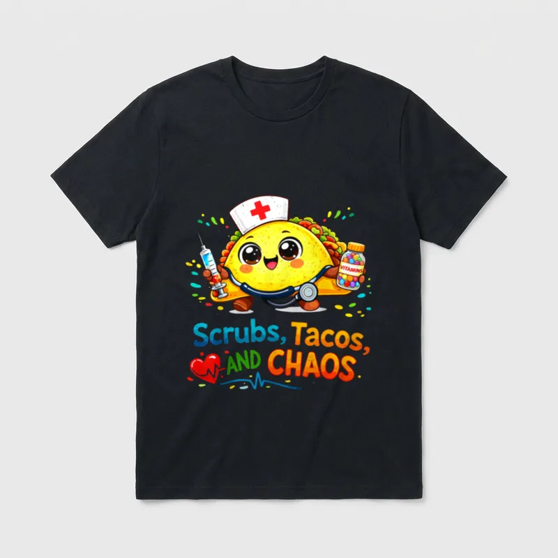 Tacos and Chaos Mexican Fiesta Nurse T-Shirt – Classic T-Shirt in Black