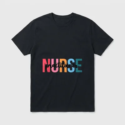 Practitioner Nurse Lightweight T-Shirt – NURSE practitioner in colorful block letters and script – Classic T-Shirt in Black