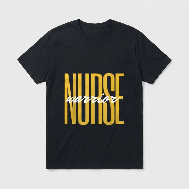 Warrior Nurse Gold T-Shirt – “NURSE” in gold letters with “warrior” in script – Classic T-Shirt in Black