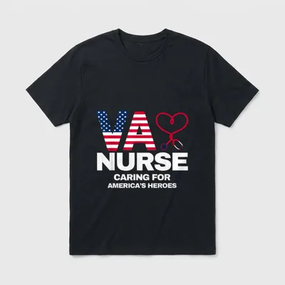 VA Nurse Support T-Shirt – VA Nurse Caring for America's Heroes – Classic T-Shirt in Black