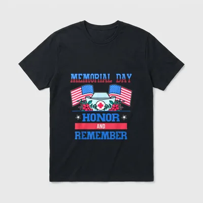 Memorial Day Nurse T-Shirt – Nurse cap with red cross, American flags, and remembrance motto – Classic T-Shirt in Black