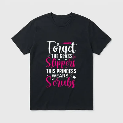 Slippers This Princess Wears Scrubs Nurse T-Shirt – Classic T-Shirt in Black