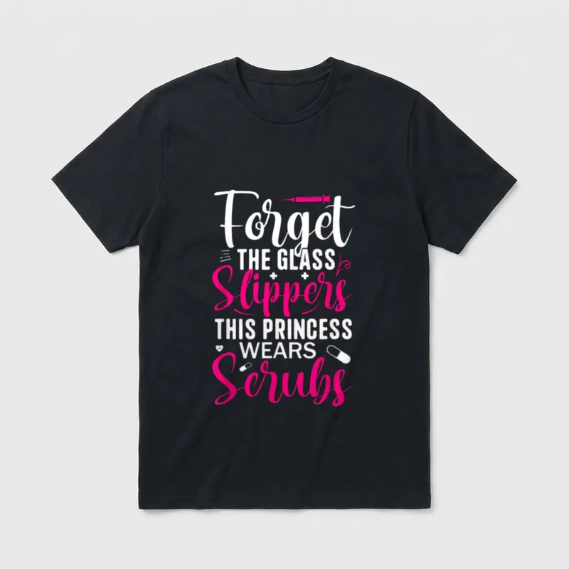 Slippers This Princess Wears Scrubs Nurse T-Shirt – Classic T-Shirt in Black