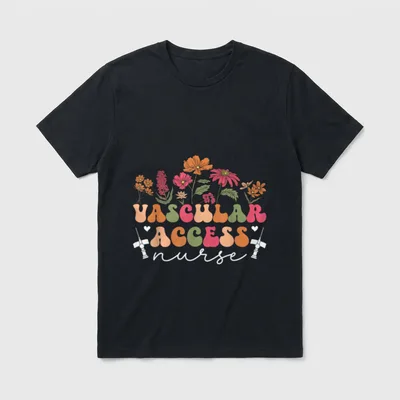 Vascular Access Nurse Flowers Nursing T-Shirt – Classic T-Shirt in Black