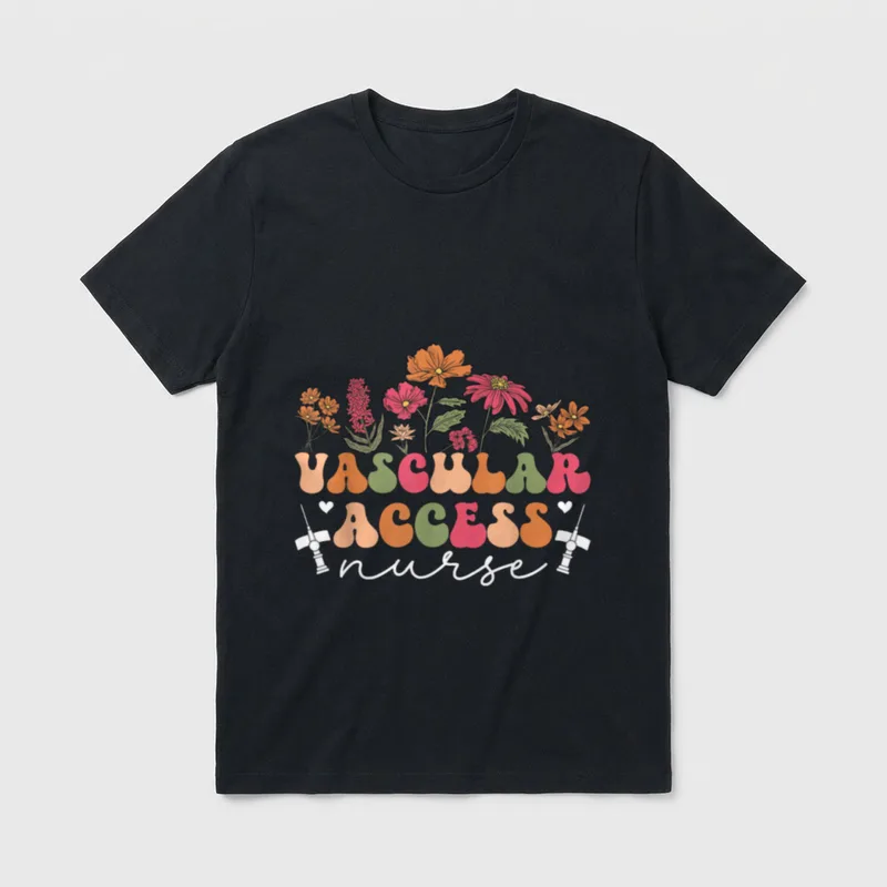 Vascular Access Nurse Flowers Nursing T-Shirt – Classic T-Shirt in Black