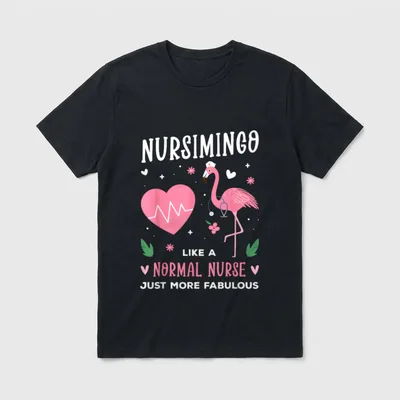 Nursimingo Pink Flamingo Nurse Funny Nursing T-Shirt – Classic T-Shirt in Black