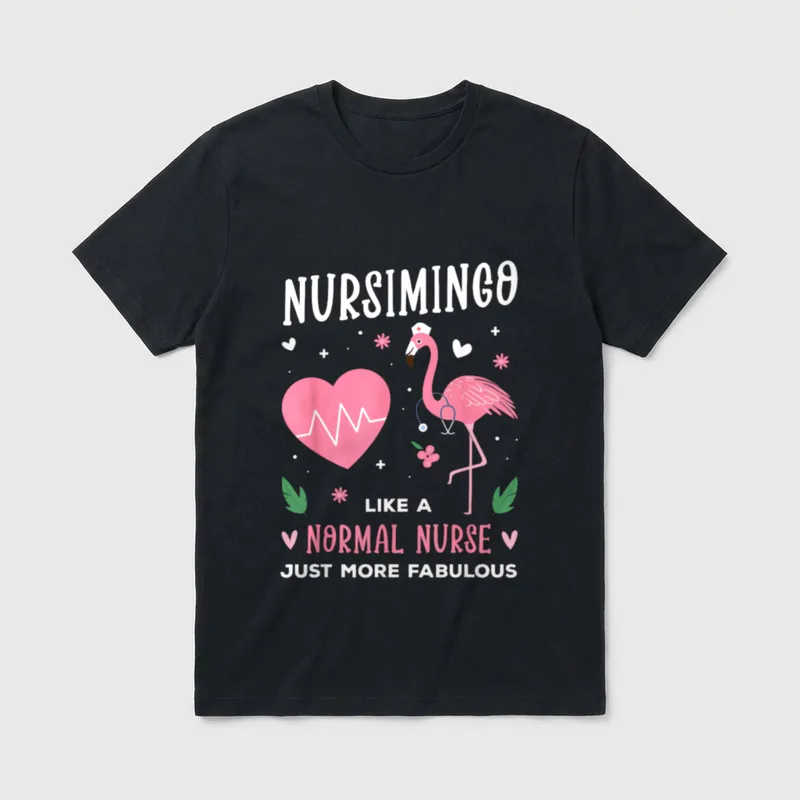 Nursimingo Pink Flamingo Nurse Funny Nursing T-Shirt – Classic T-Shirt in Black