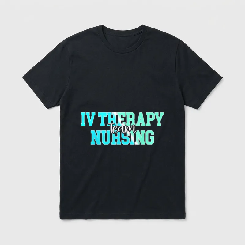 IV Therapy Nursing Team Infusion Nurse T-Shirt – Printed lettering reading IV THERAPY Team NURSING – Classic T-Shirt in Black