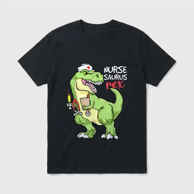 Nurse Dinosaur Nursesaurus Rex Nursing RN T-Shirt – Classic T-Shirt in Black
